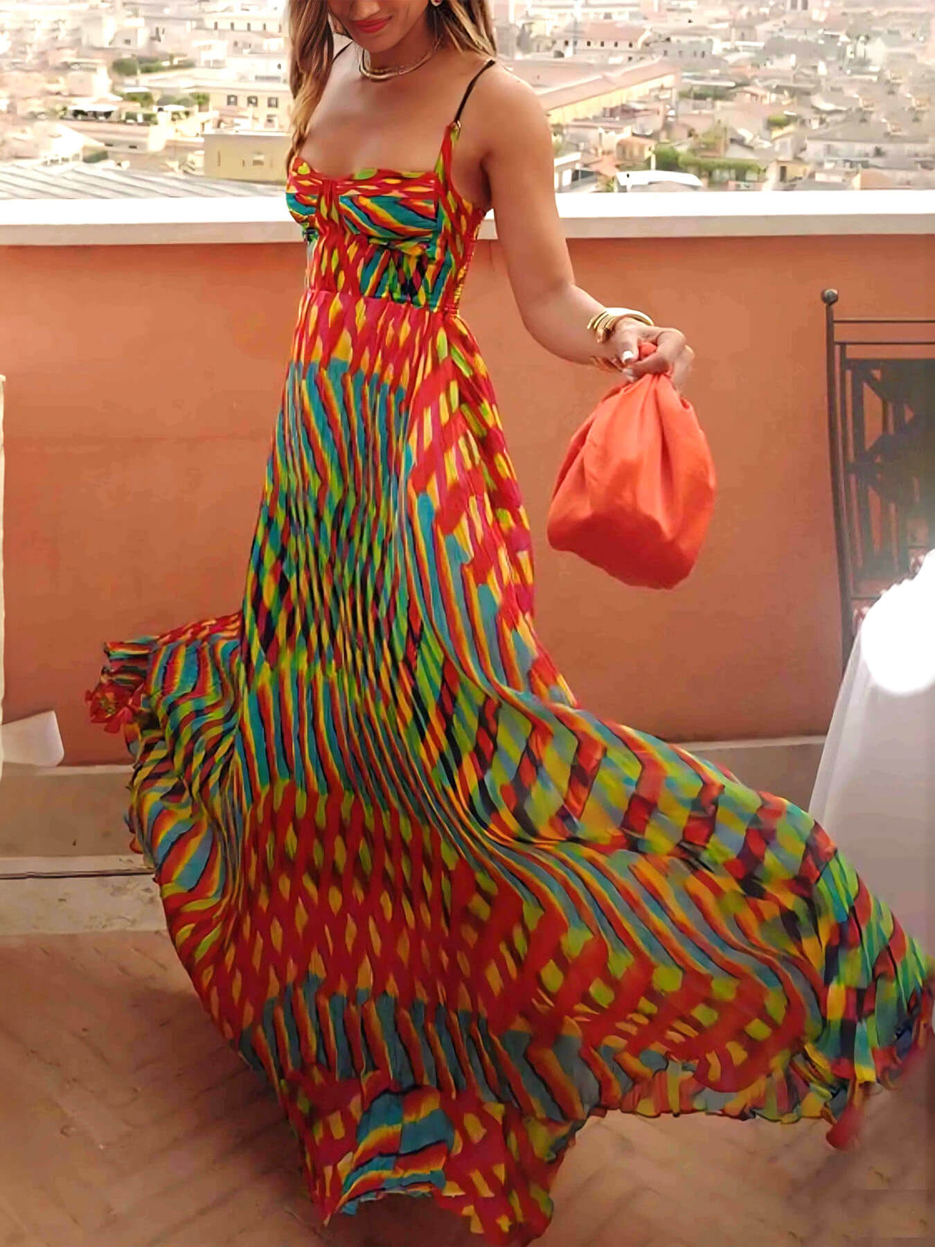Elegant Painted A-Line Maxi Dress