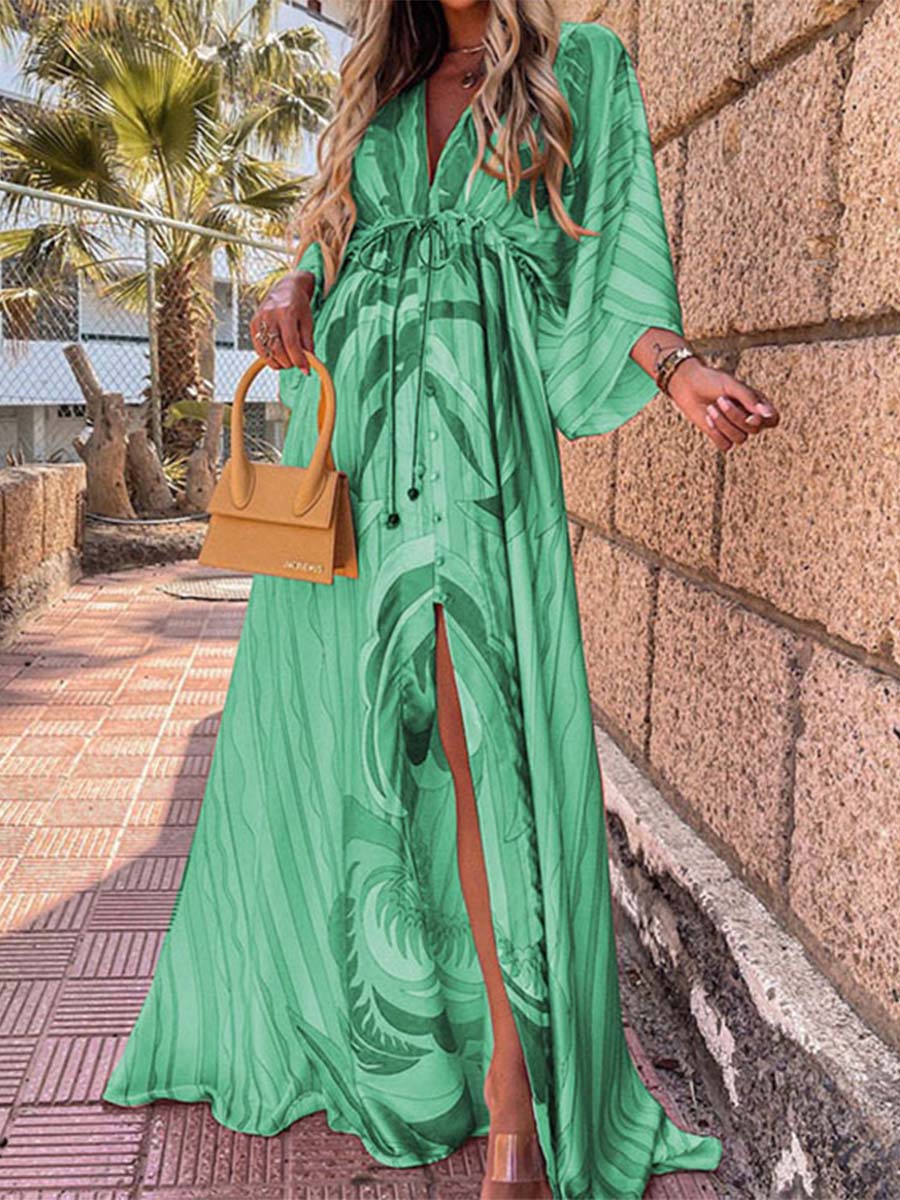 Vorioal Fashion Print Chiffon Dress