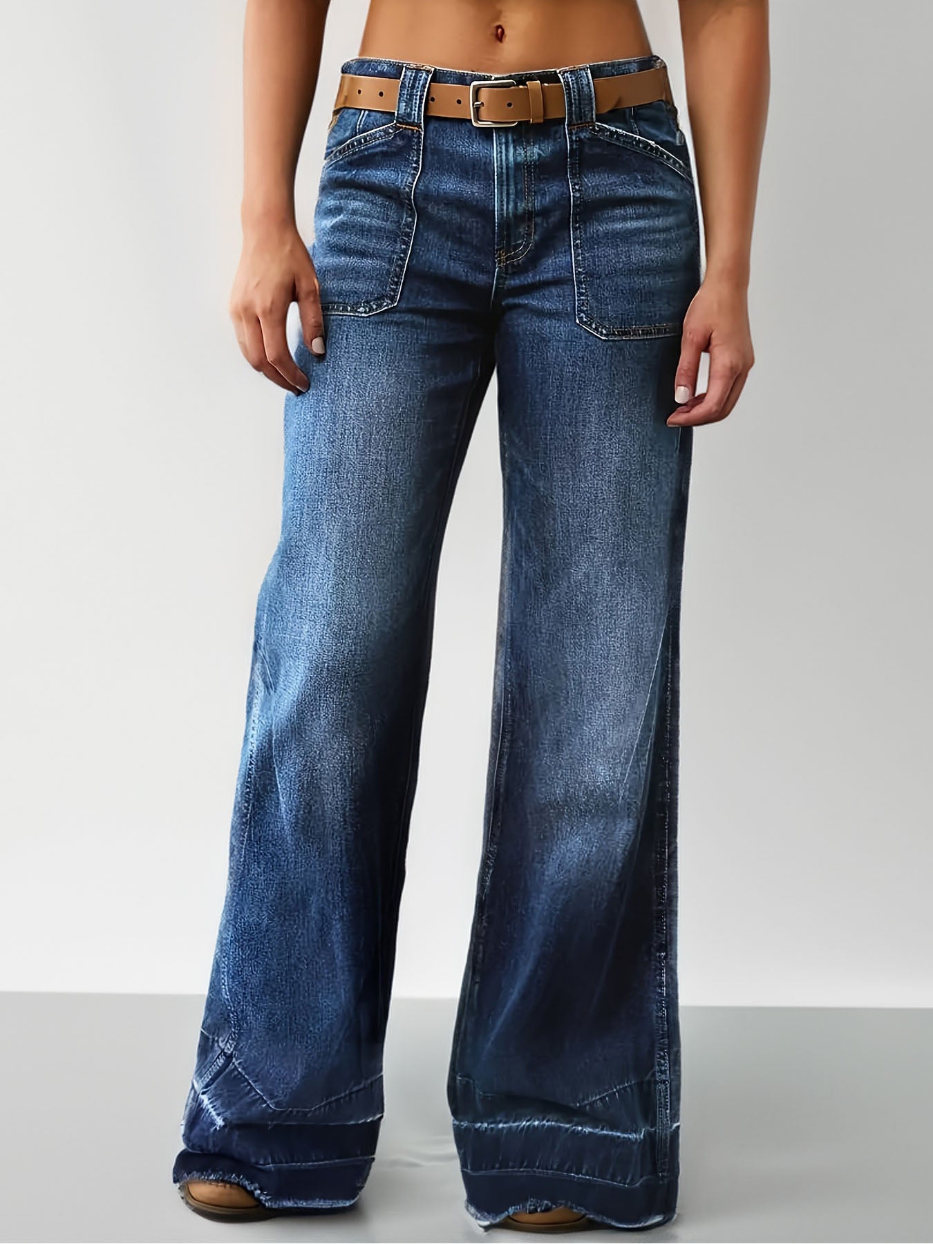 Mid Waist Boot Cut Jeans