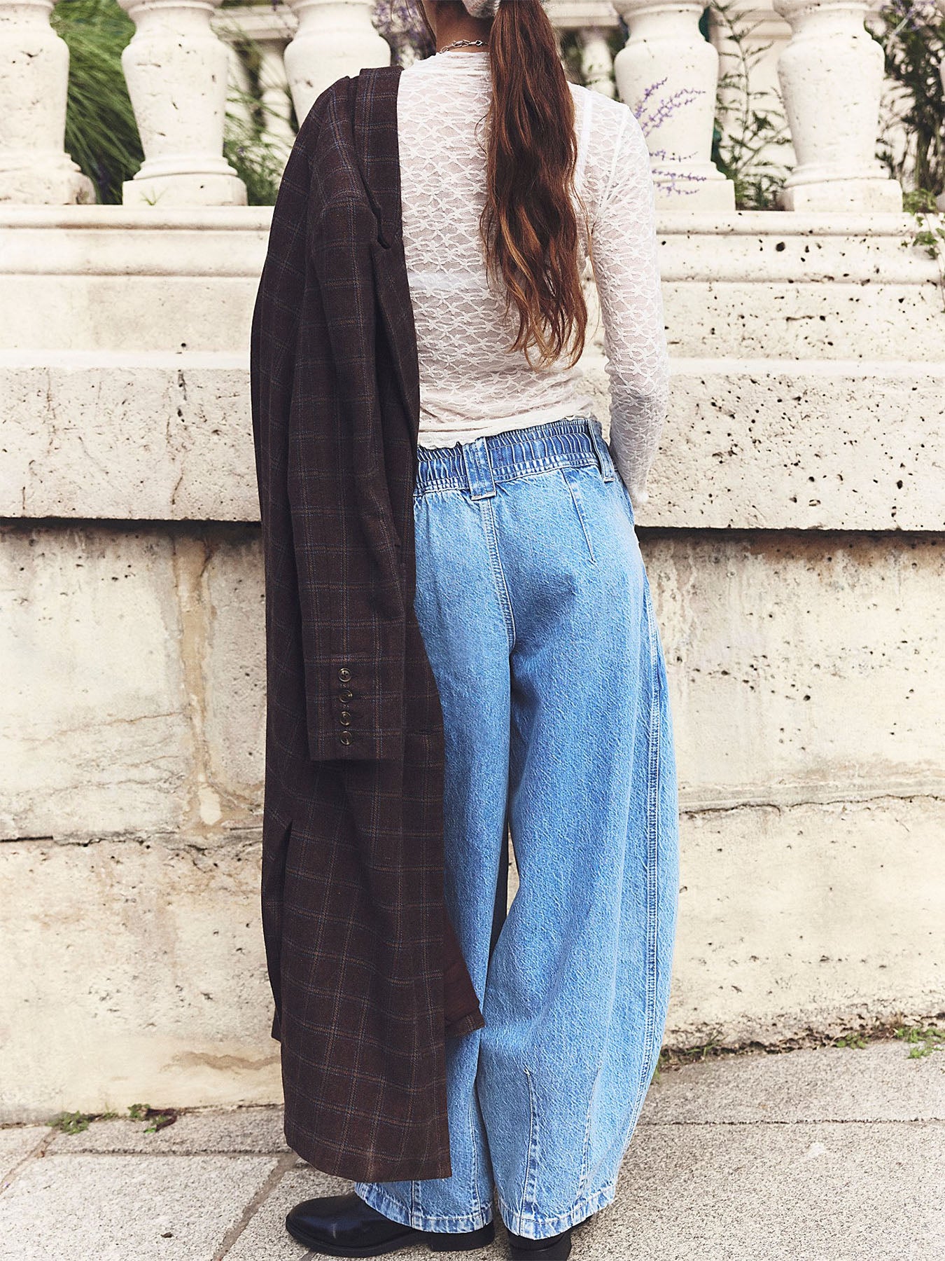 Drawstring Low Waist Loose Jeans