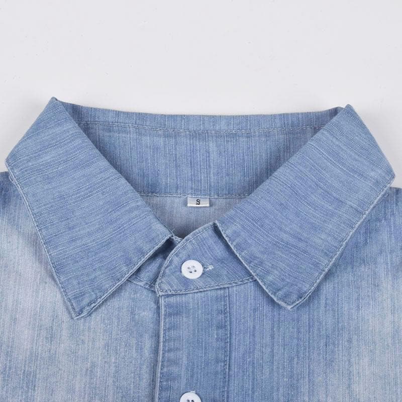 Vestido vaquero de manga corta con botones