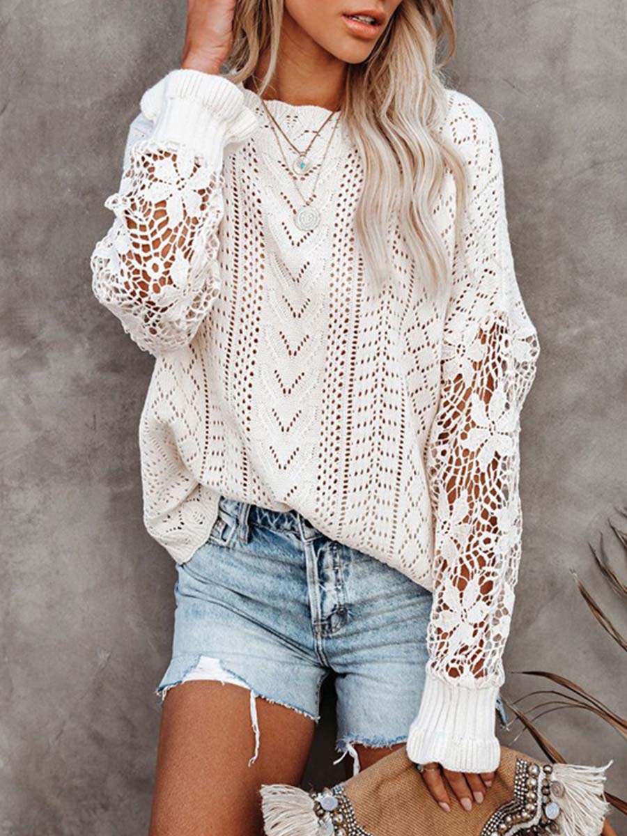 Vorioal Lace Hollow Sweater