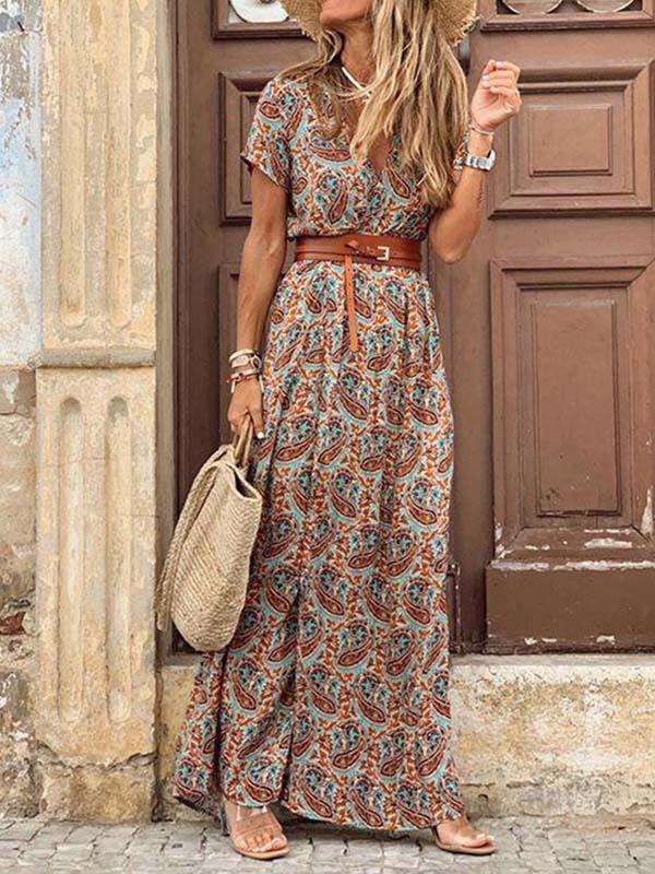 Boho Style V-neck Floral Dress