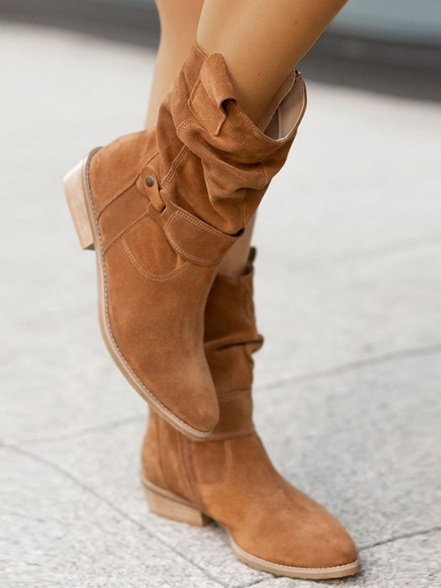 Vorioal Low-heeled Suede Boots