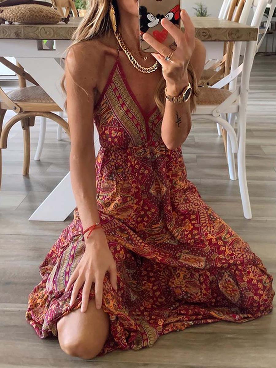 Vorioal Sexy Print Dress