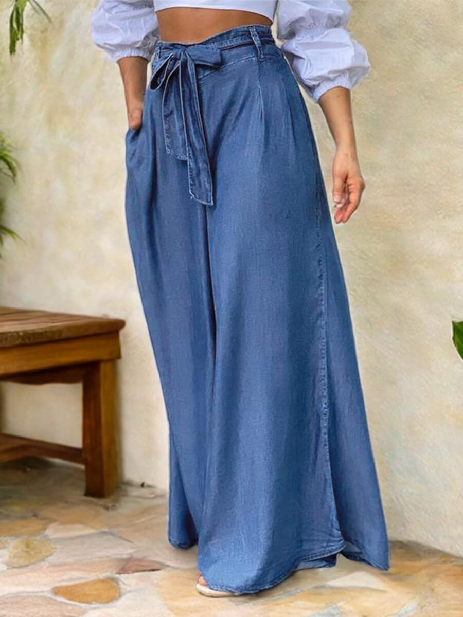 LuxeDrape Tie Denim Pants