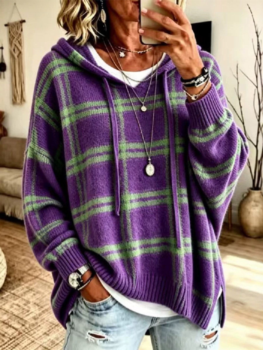 Fashion Plaid Knit Cardigan