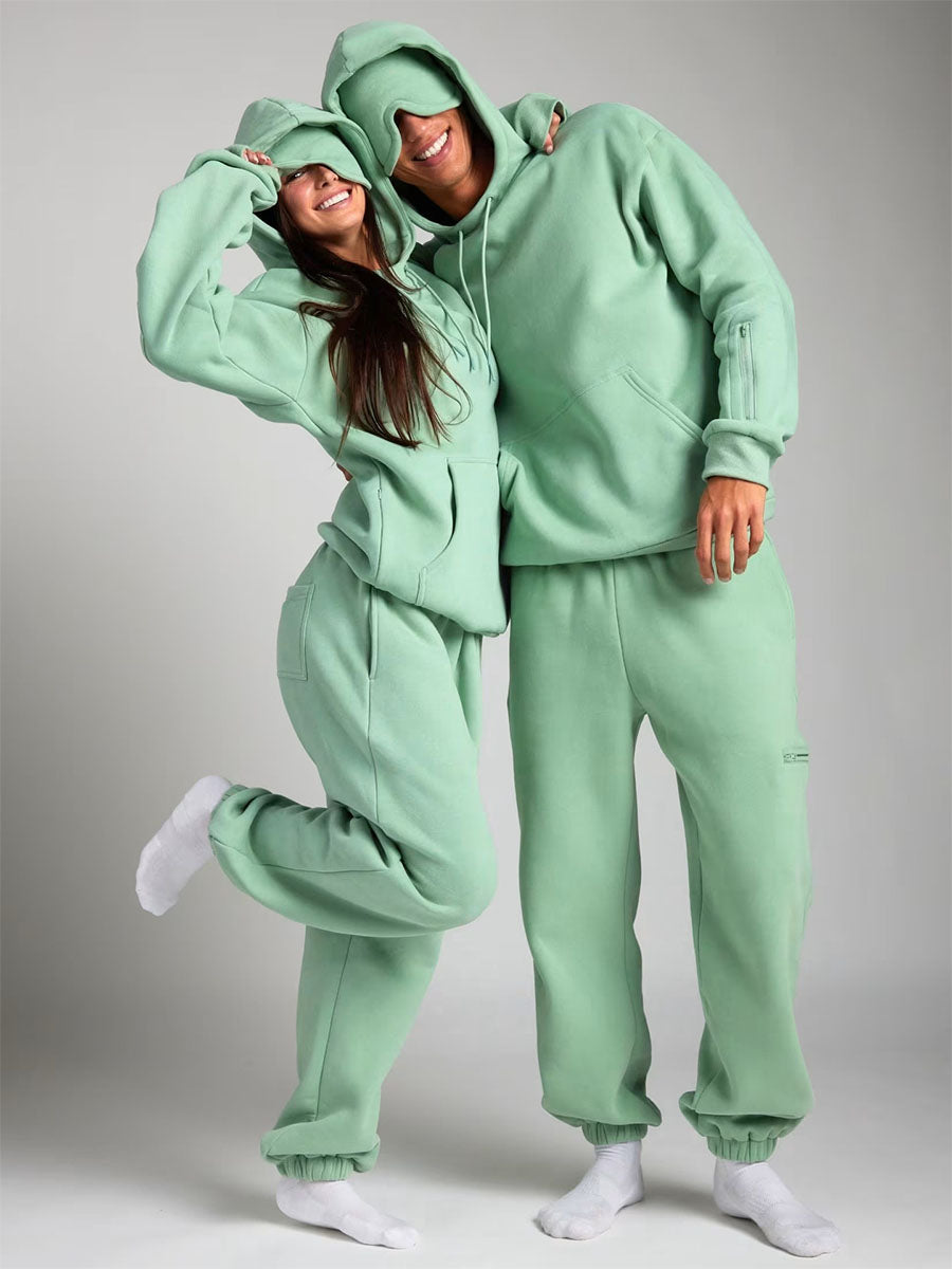 Airplane Travel Hoodie Set with Built-In Eye Mask