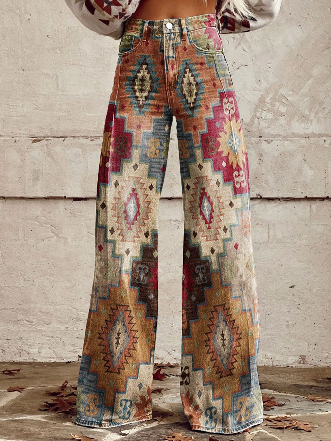 Pantalones anchos con estampado geométrico de Vorioal