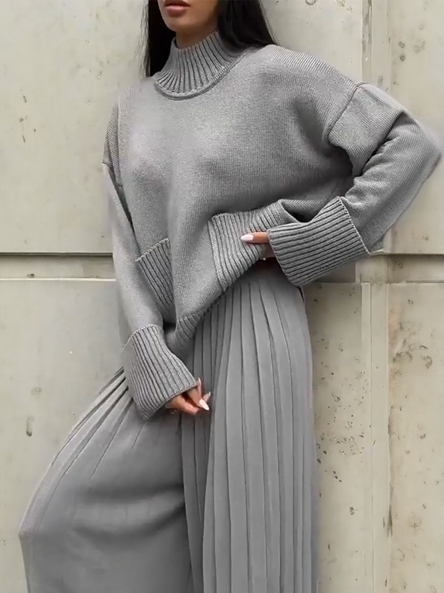 Cozy Cloud Sweater Wide-Leg Pants Set