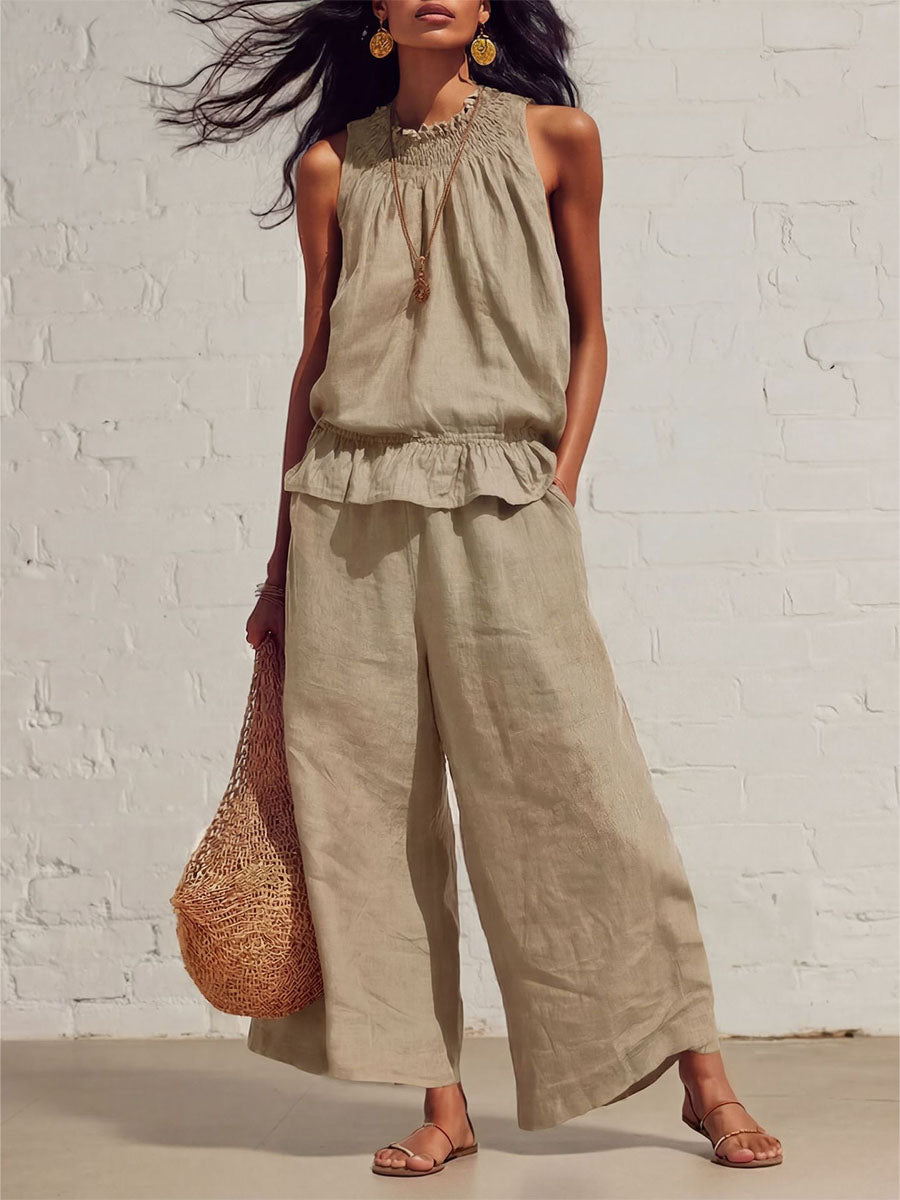 Airy Smocked Top & Pants Set