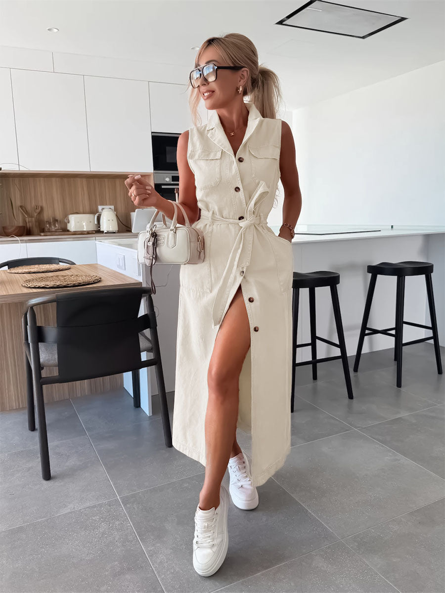 Chic Belt Cool Denim Jumpsuits
