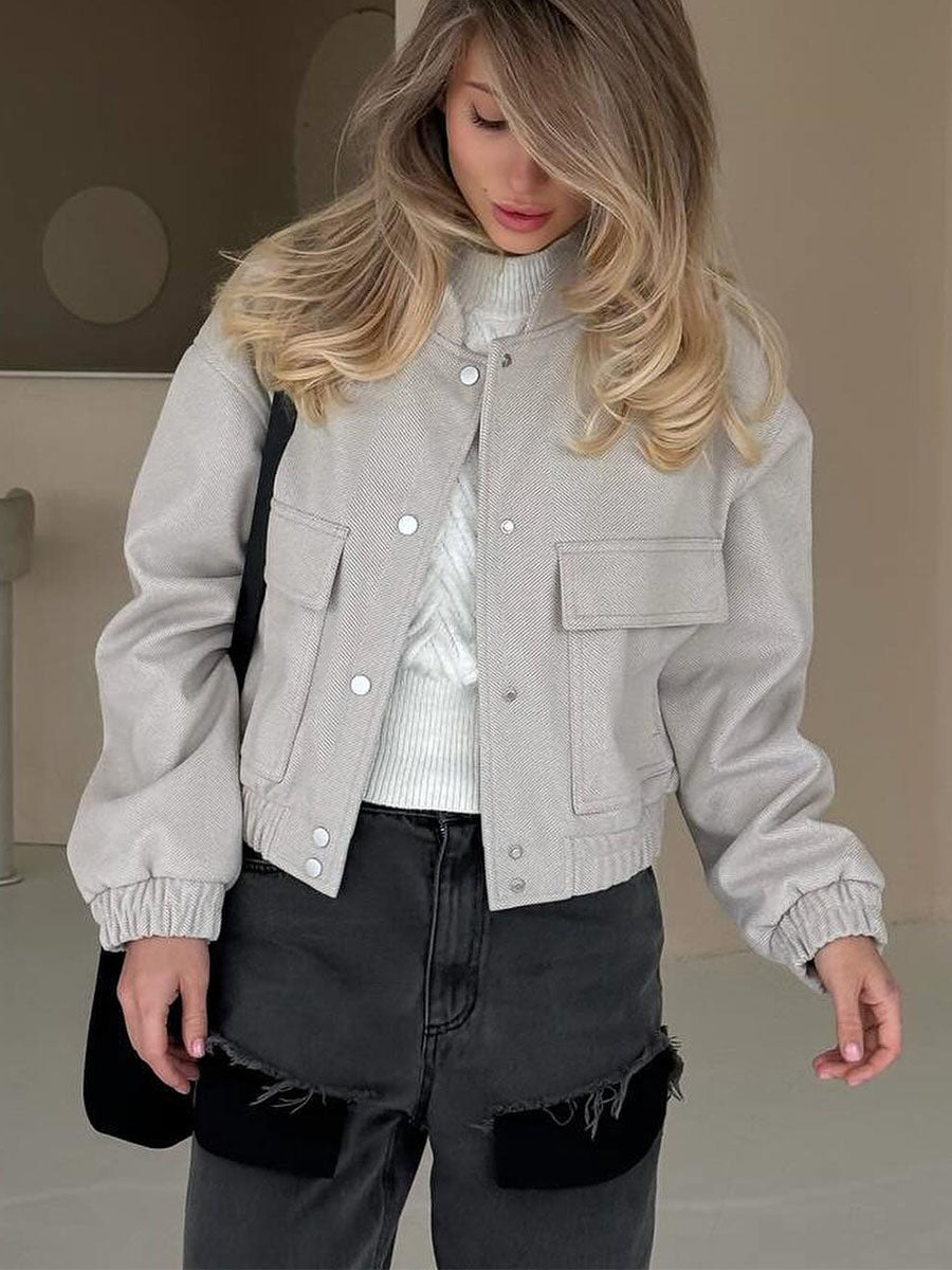 Cropped Outerwear Utility Pocket Jacket