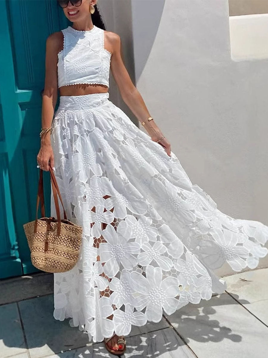 Boho Resort White Lace Sets