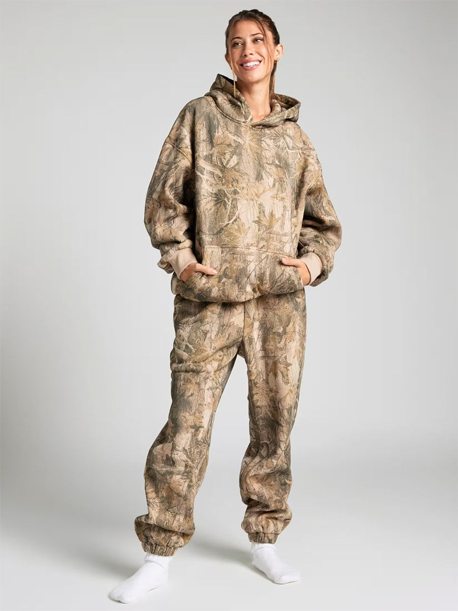 Printed Hoodie Casual Two Set