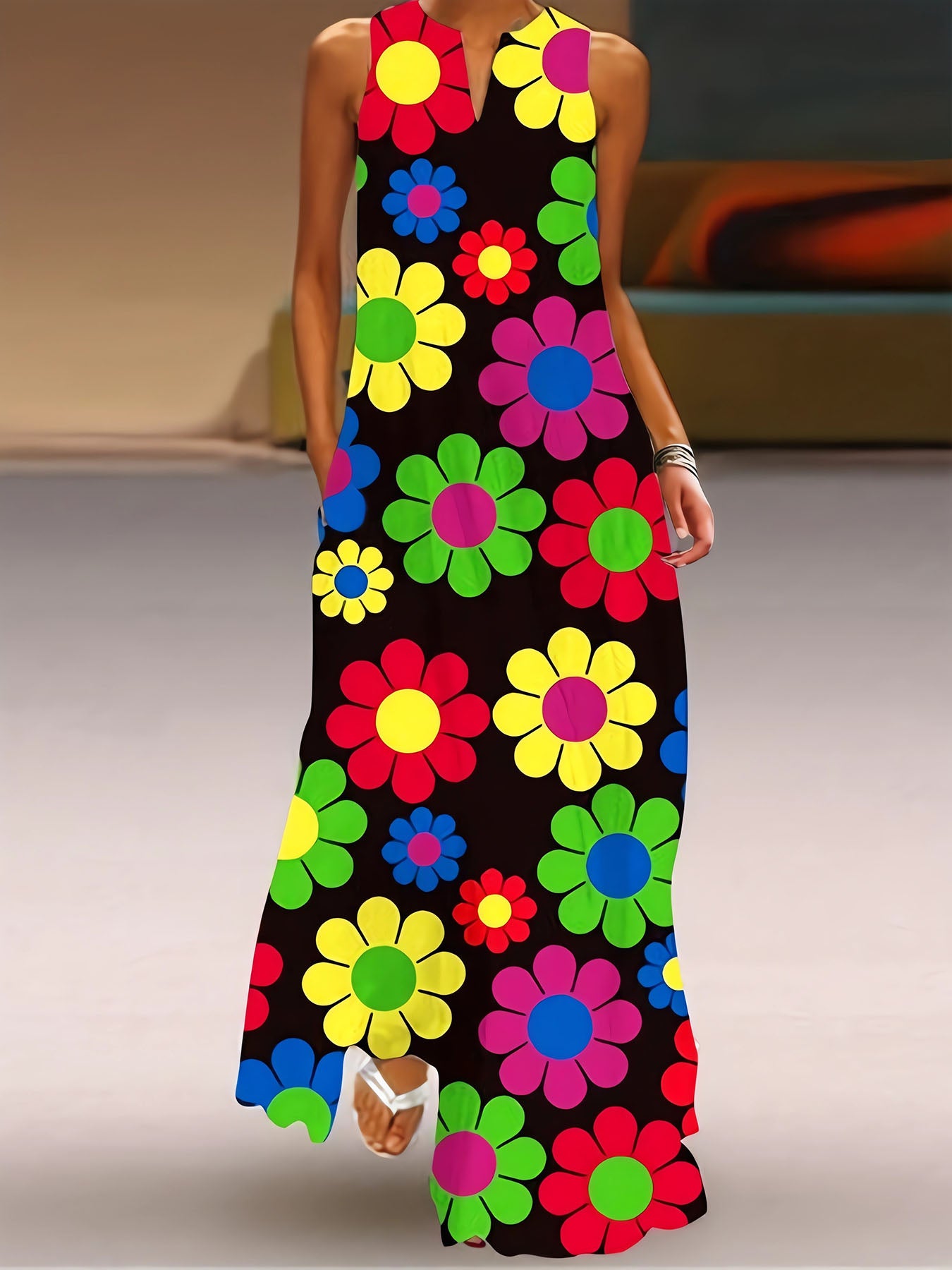 Vorioal Floral Maxi Comfort Dress