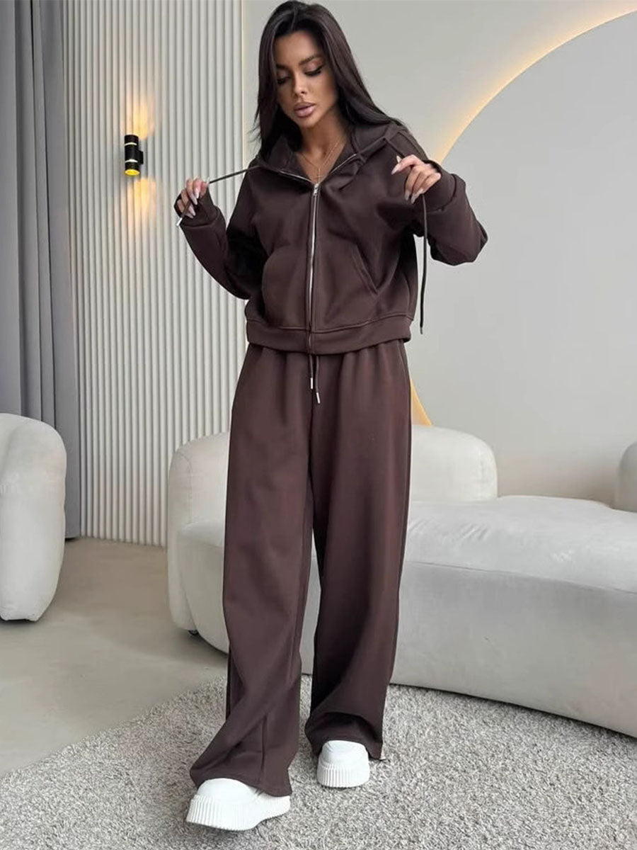 Soft Cotton Zip Hoodie Tracksuit Set