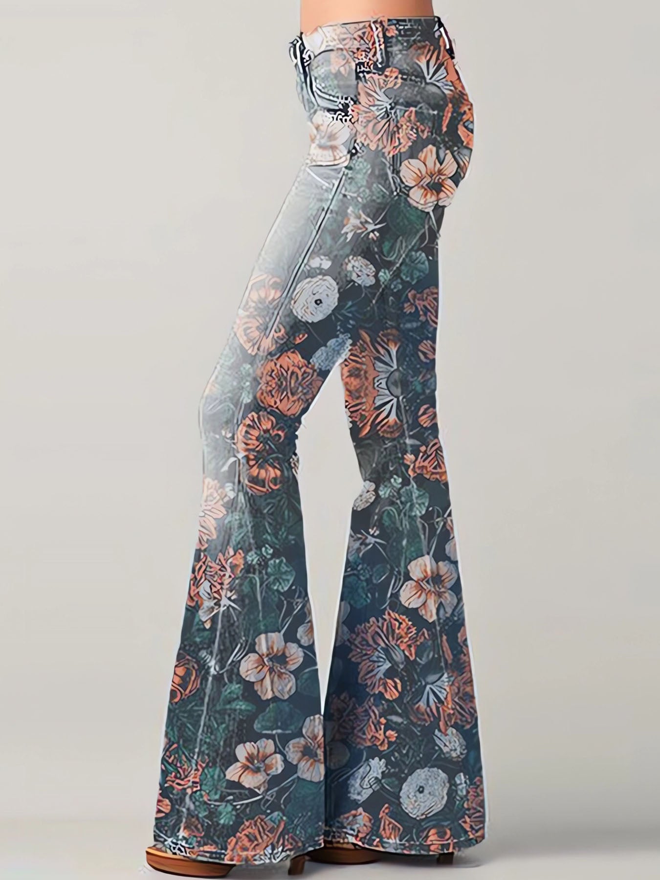 Vorioal Floral Printed Jeans