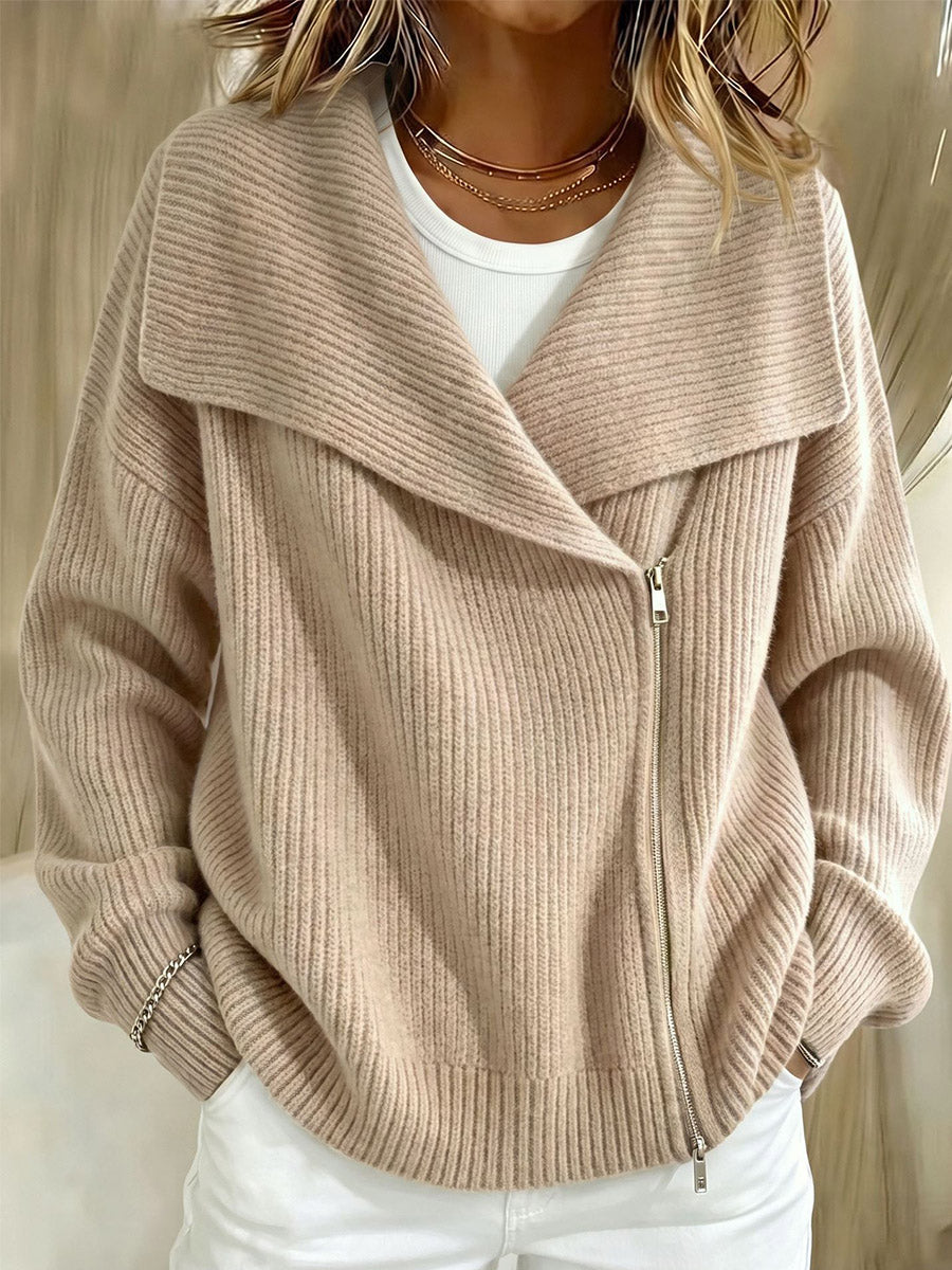 Cozy Ribbed Zip-Up Cardigan