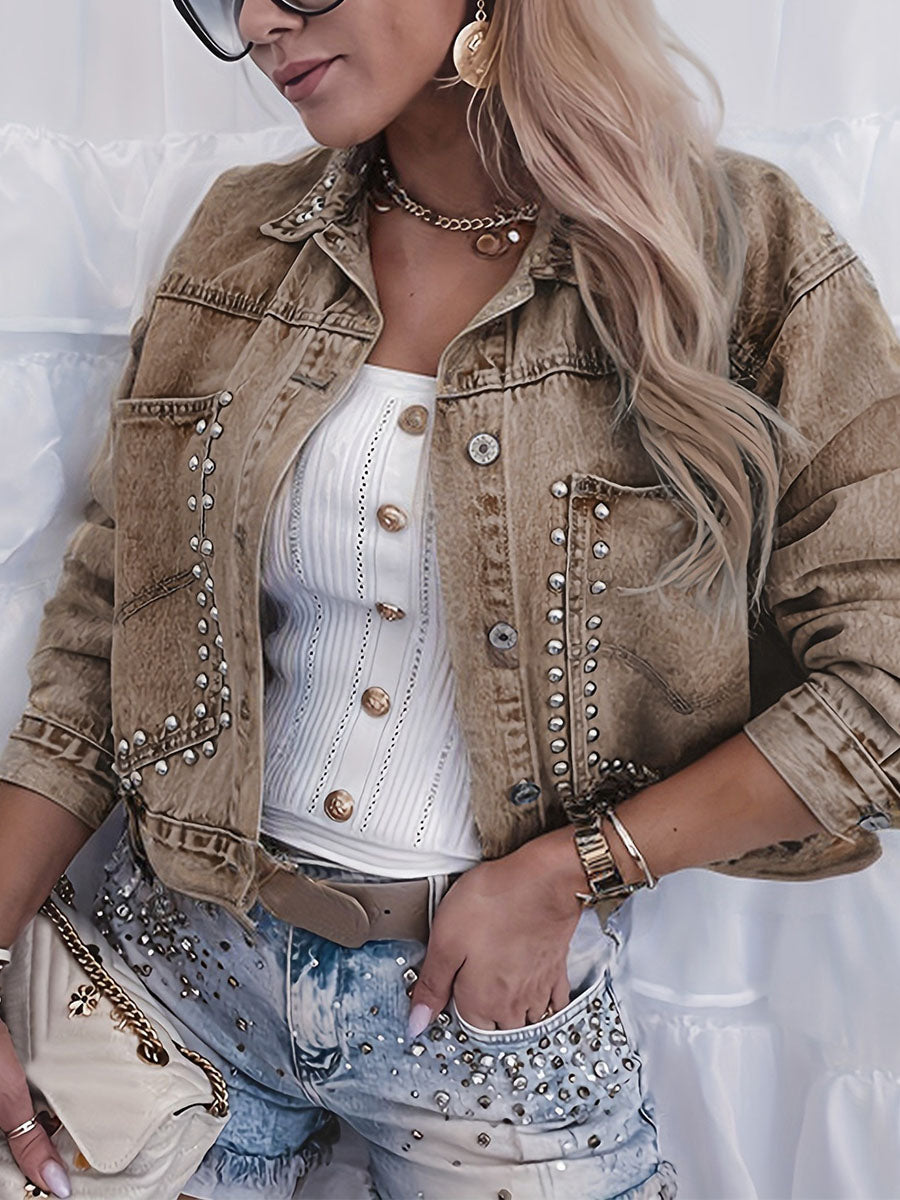 Studded Denim Cotton Jacket Coat