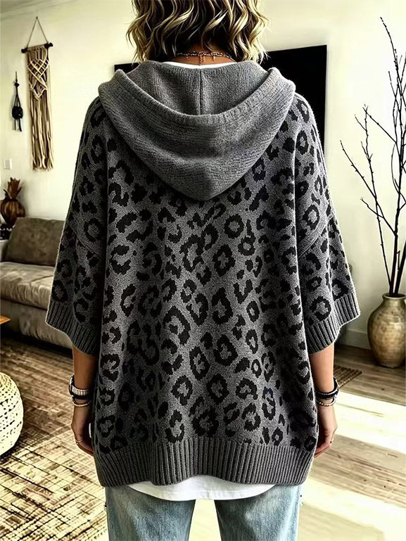 Modern Leopard Hooded Cardigan