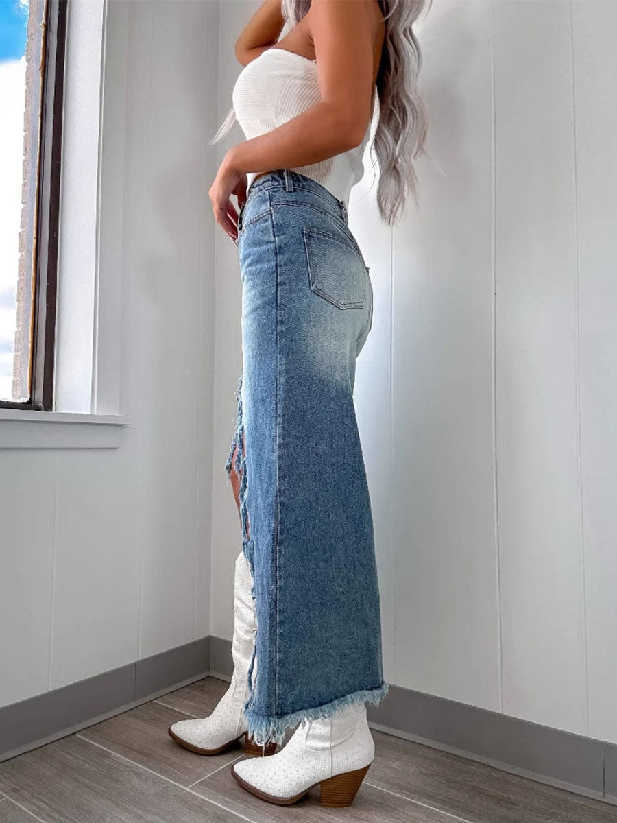 Fray Flare High Slit Skirt