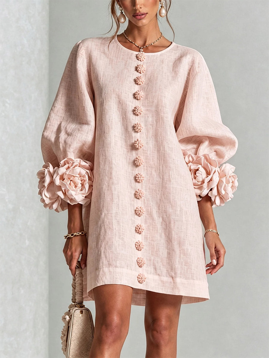 Sculpted Rosette Cuff Dress