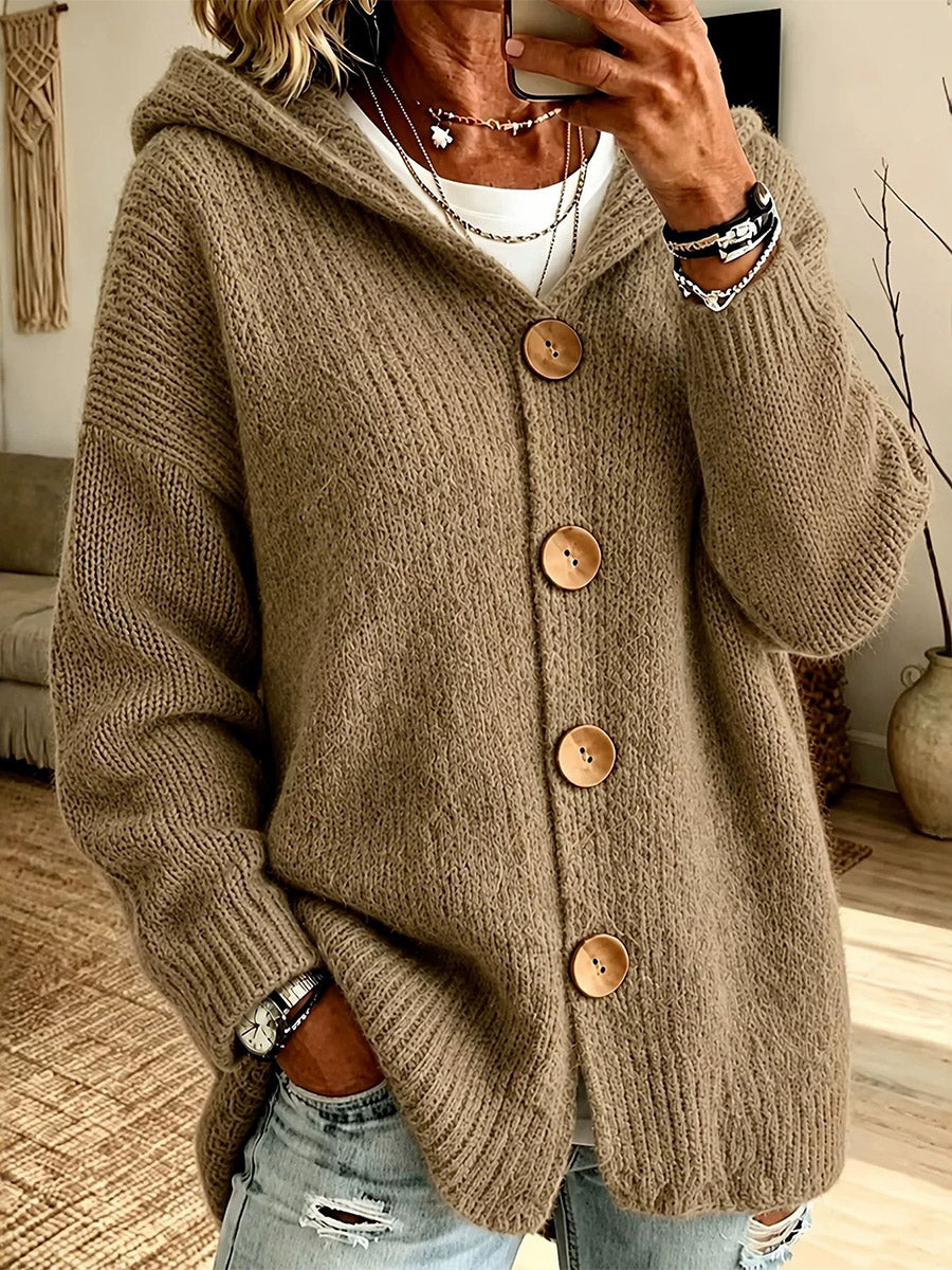 Warm Hooded Knit Cardigan