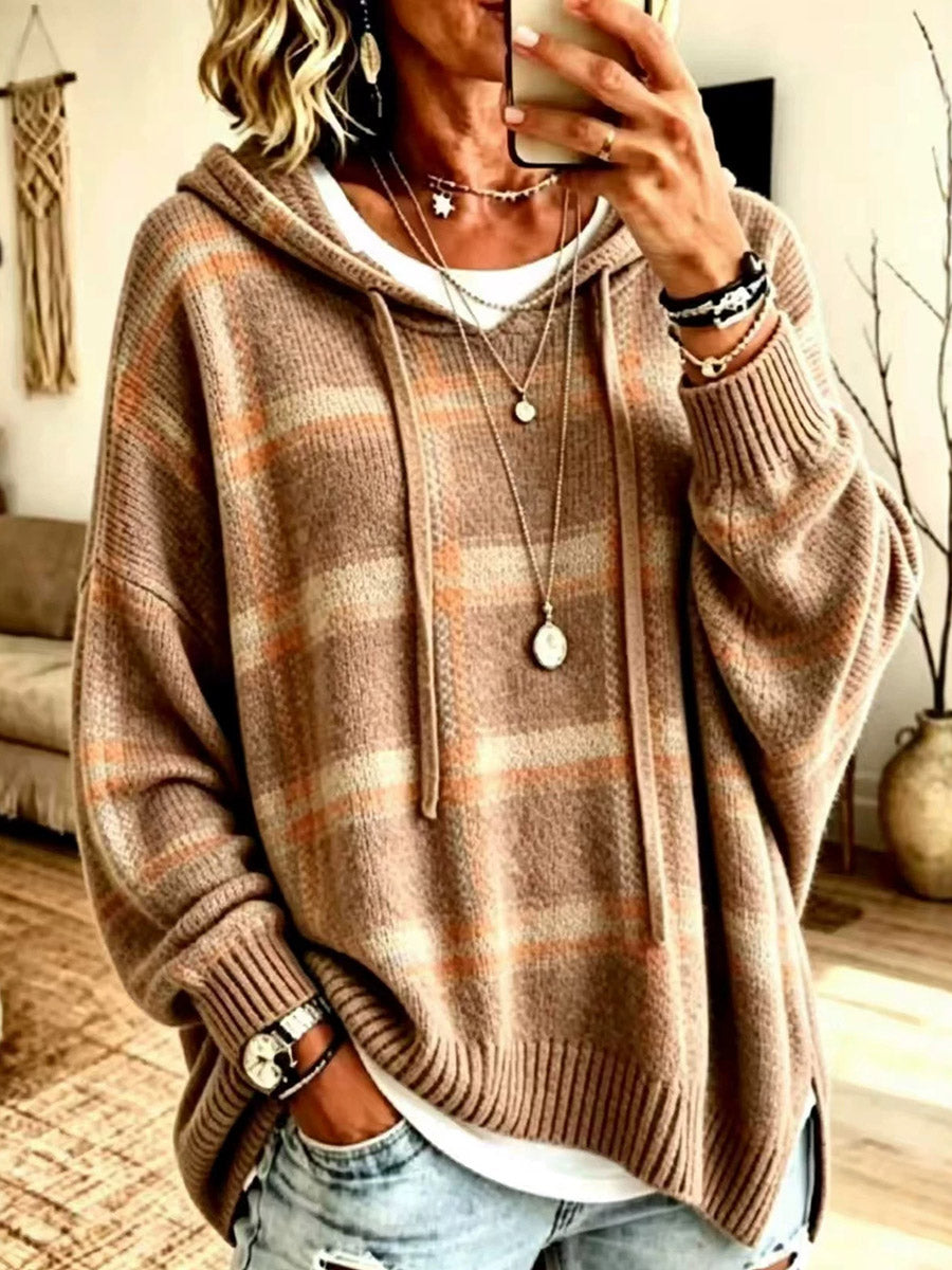 Fashion Plaid Knit Cardigan