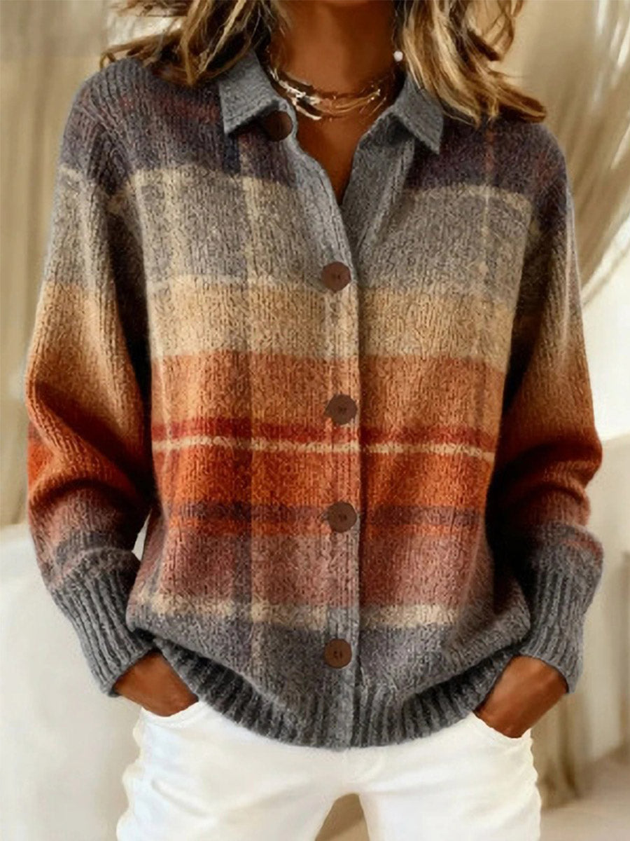 Vintage Plaid Knit Cardigan