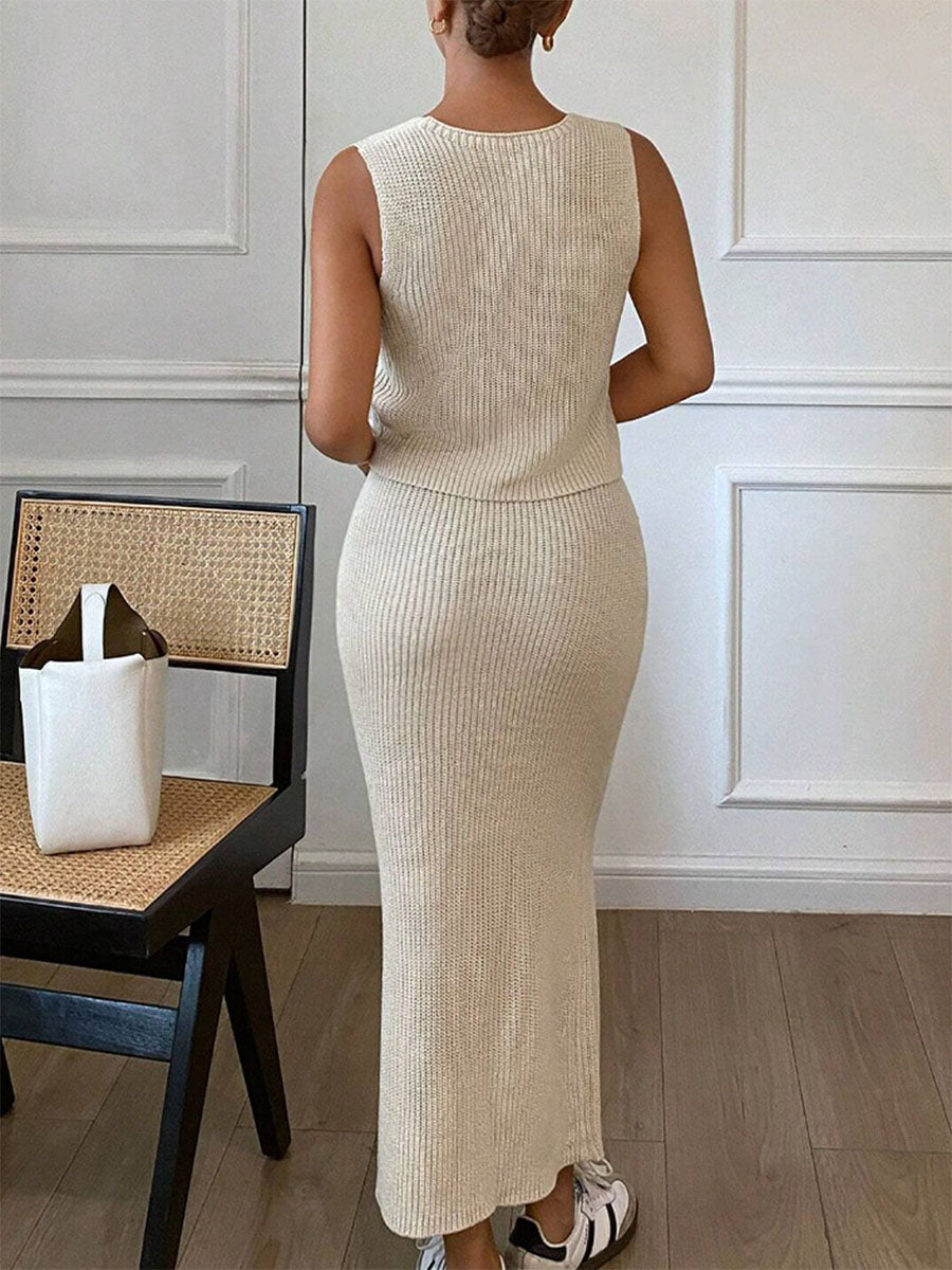Soft Cream Blossom Knit Sets
