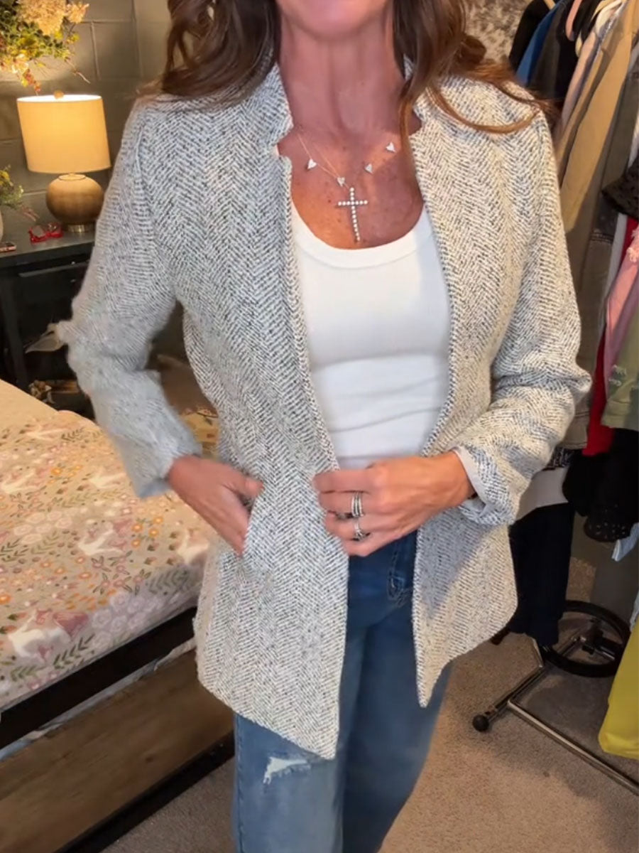 Pocketed Retro Heather Coat