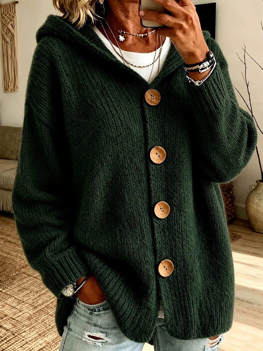 Warm Hooded Knit Cardigan
