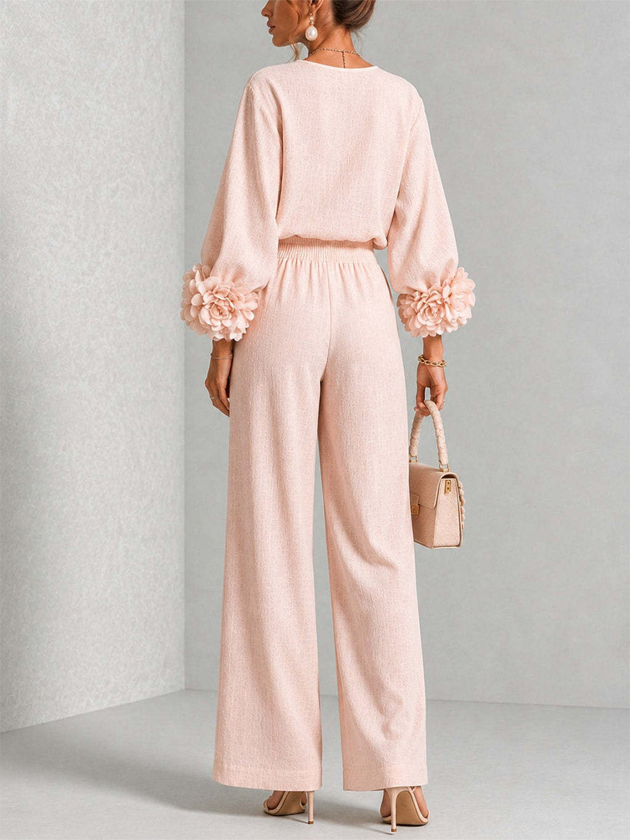 Petal Rosette Cuff Wide Leg Set