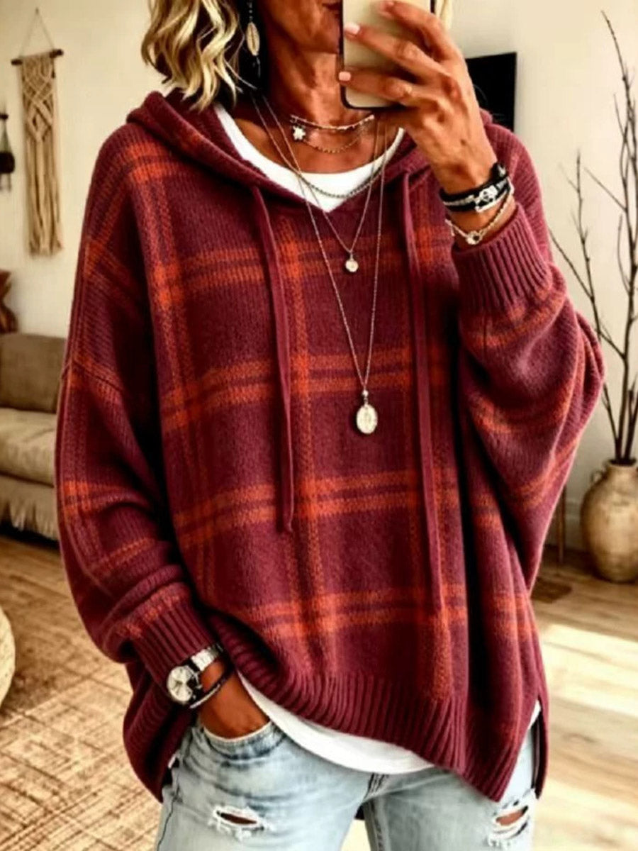 Fashion Plaid Knit Cardigan