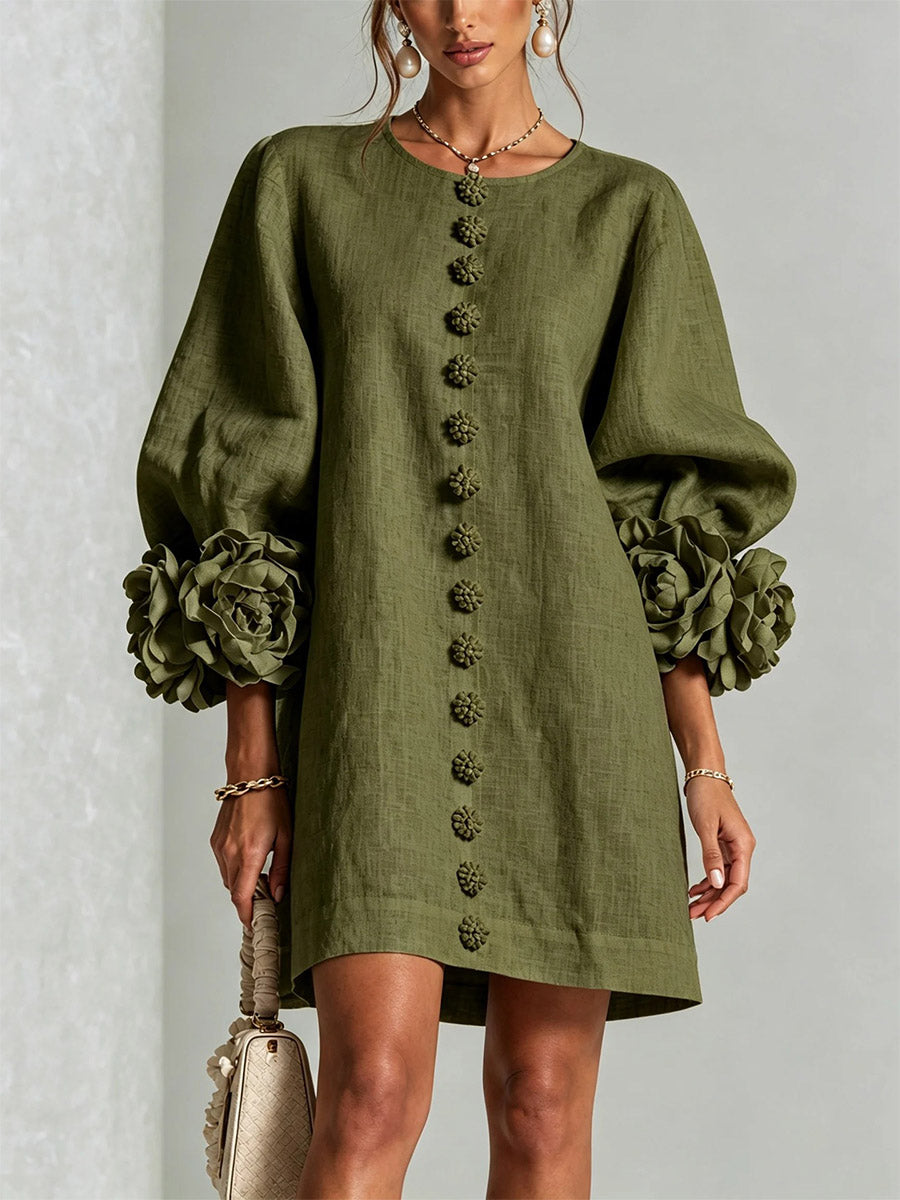 Sculpted Rosette Cuff Dress