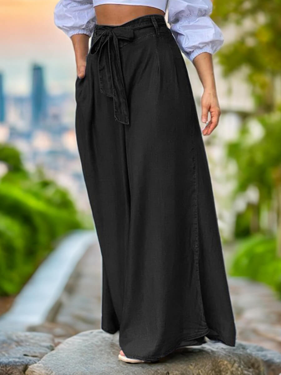 LuxeDrape Tie Denim Pants