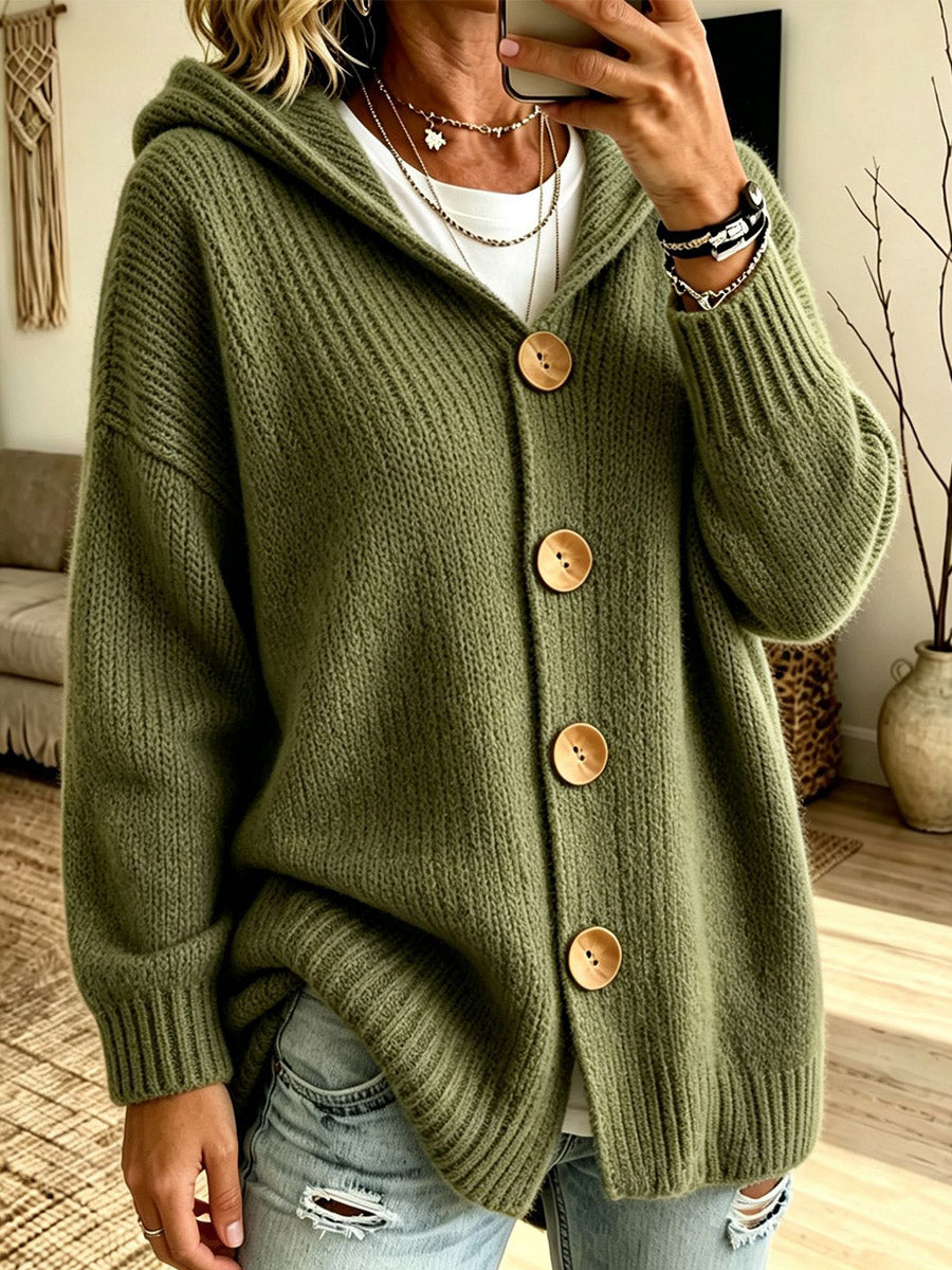 Textured Luxe Hooded Knit Cardigan