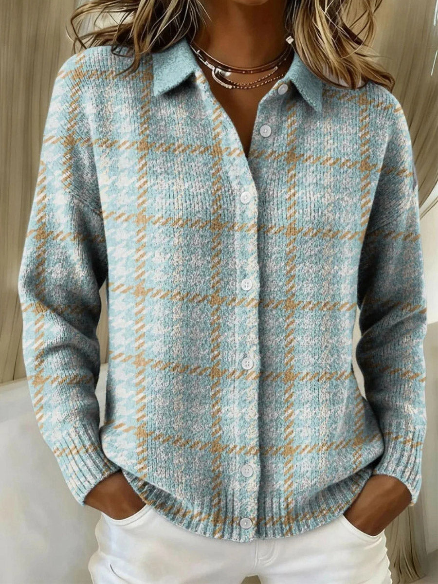 Vintage Plaid Knit Cardigan
