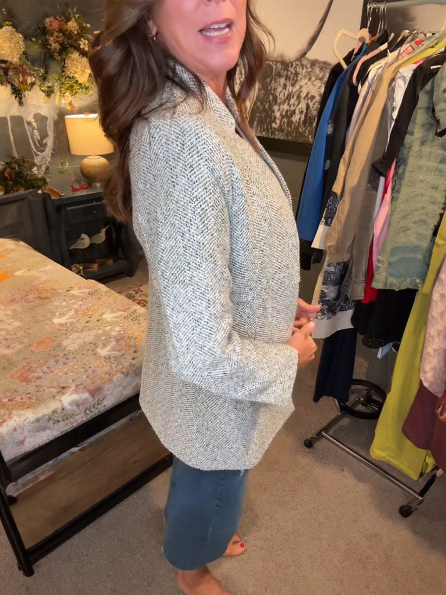 Pocketed Retro Heather Coat