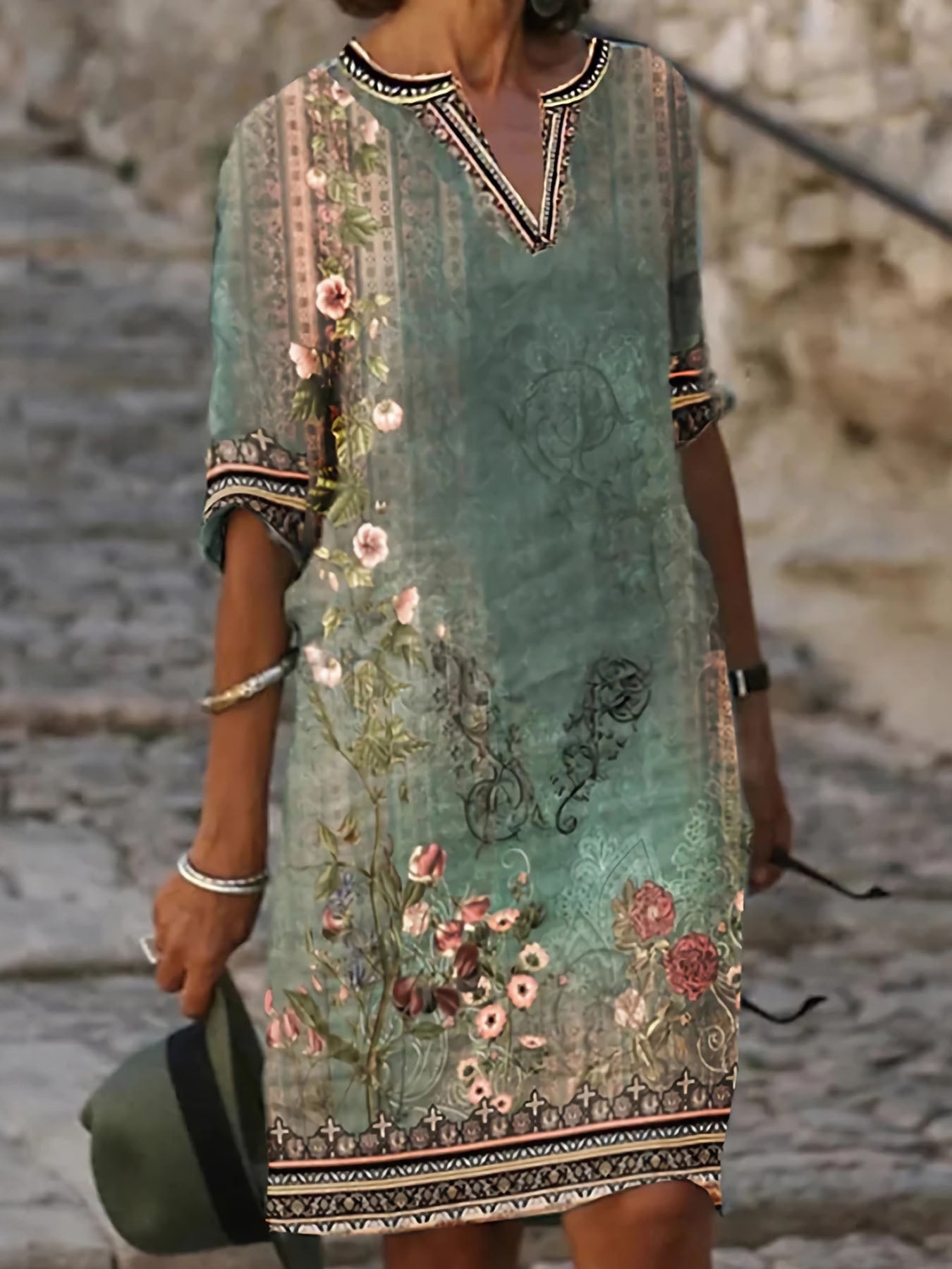Vorioal Ethnic Print Dress