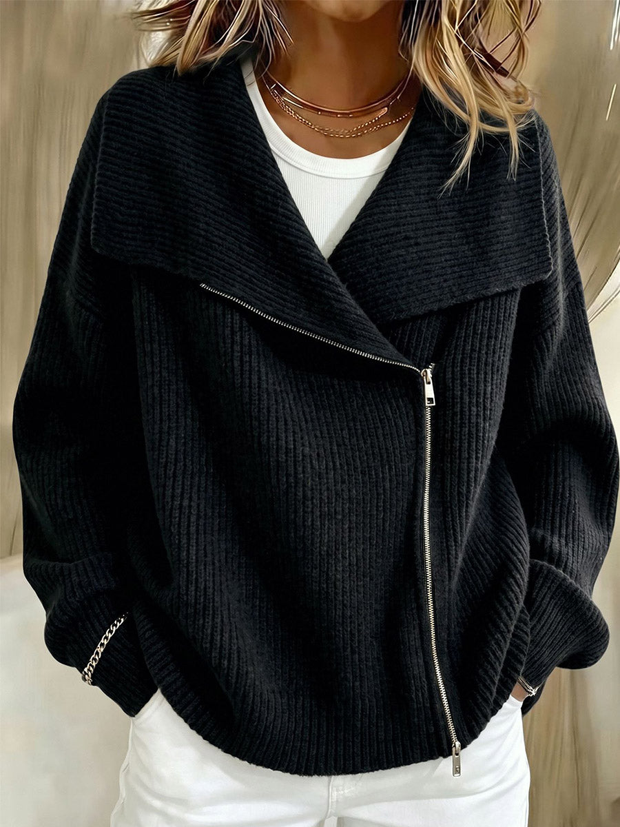 Cozy Ribbed Zip-Up Cardigan