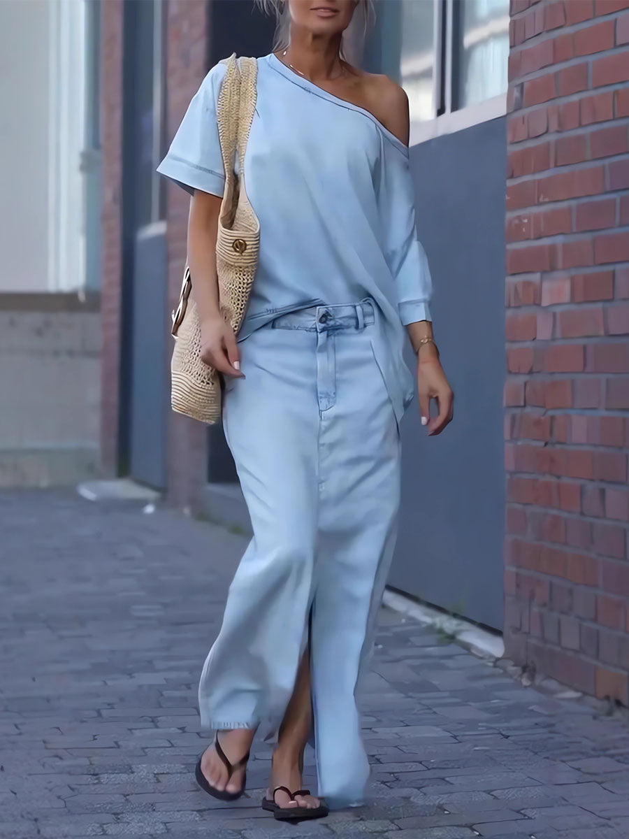 Denim Allure Two Piece Set