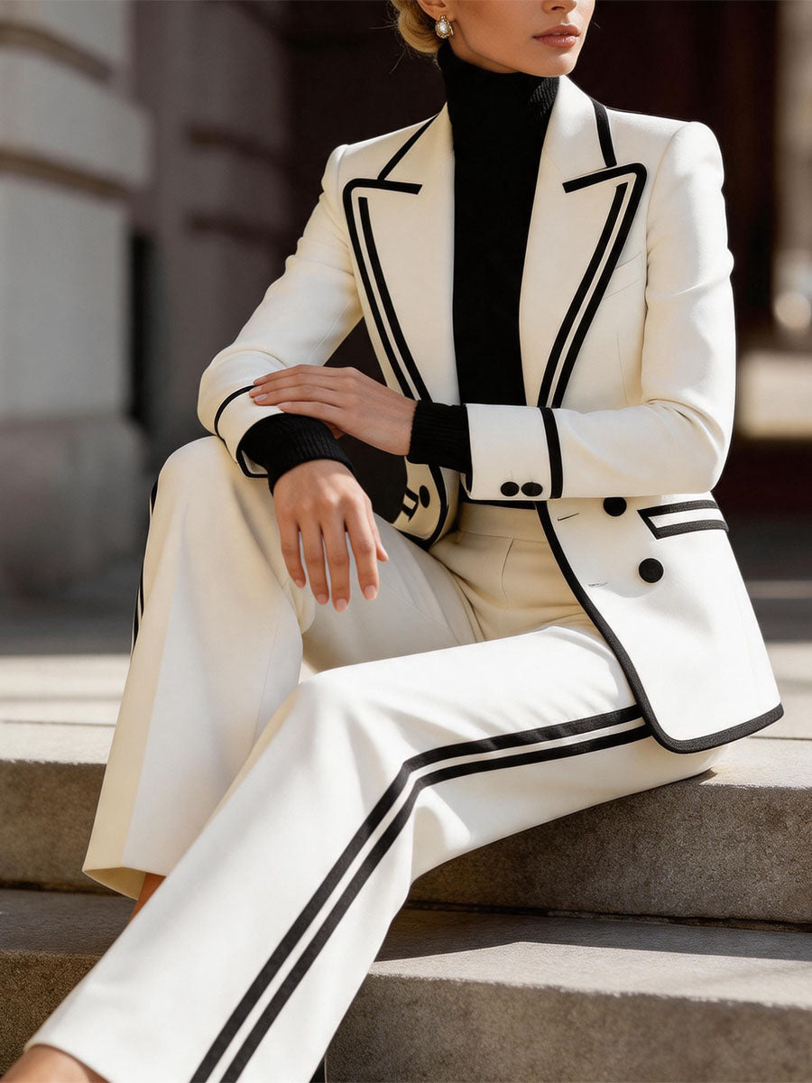 White Power Suit Set Business & Evening Outfit