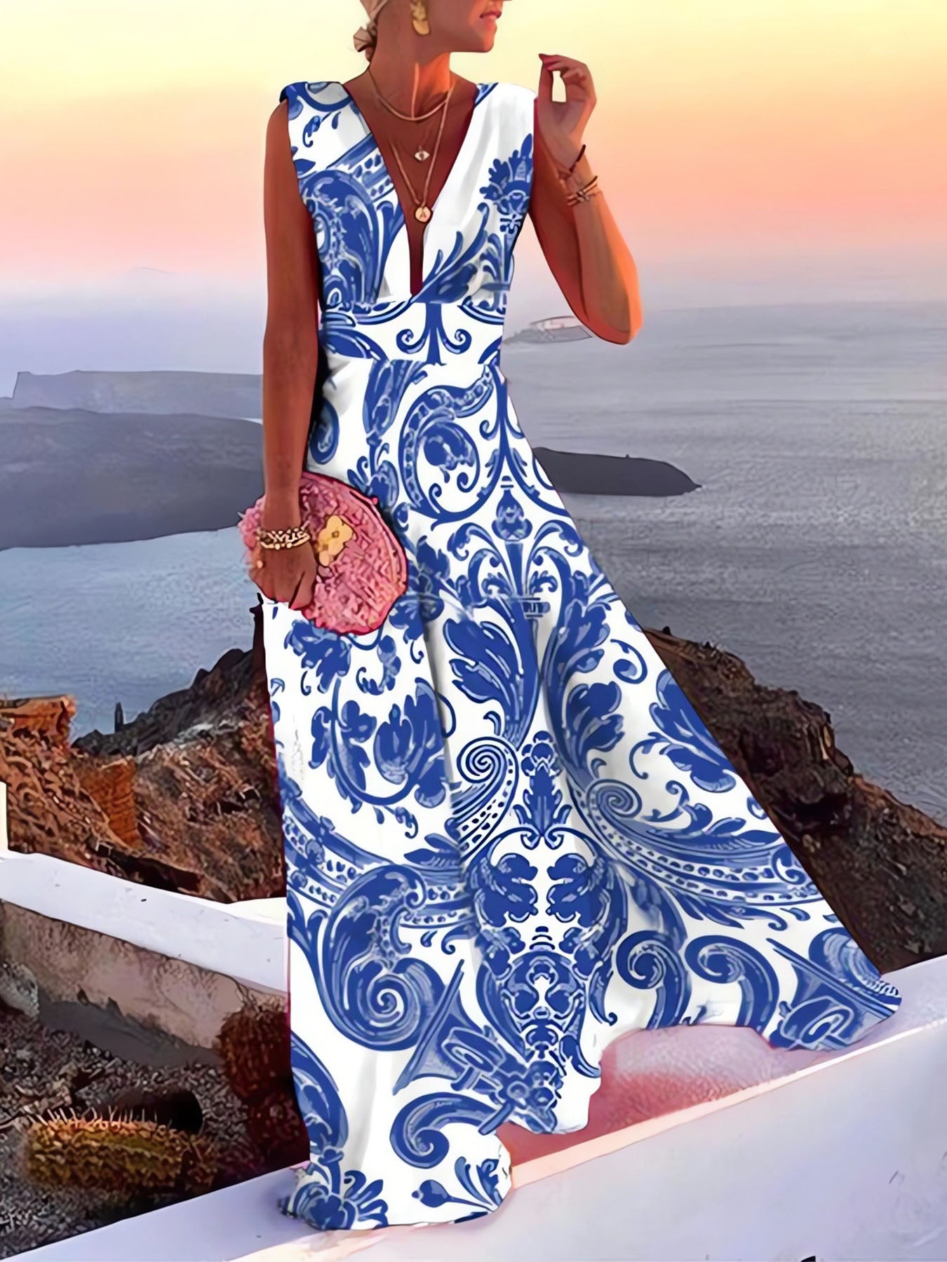 Vorioal Solid Color Mid-waist Dress