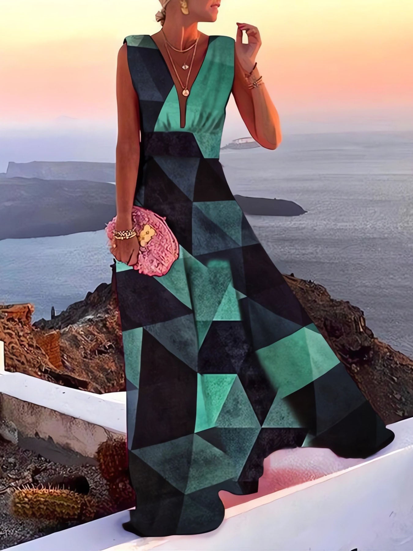 Vorioal Solid Color Mid-waist Dress