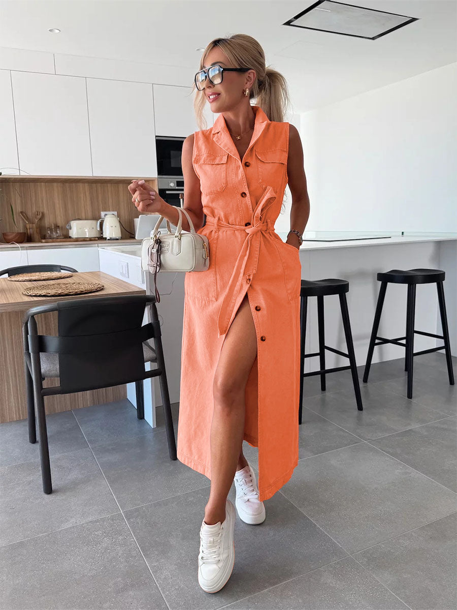 Chic Belt Cool Denim Jumpsuits