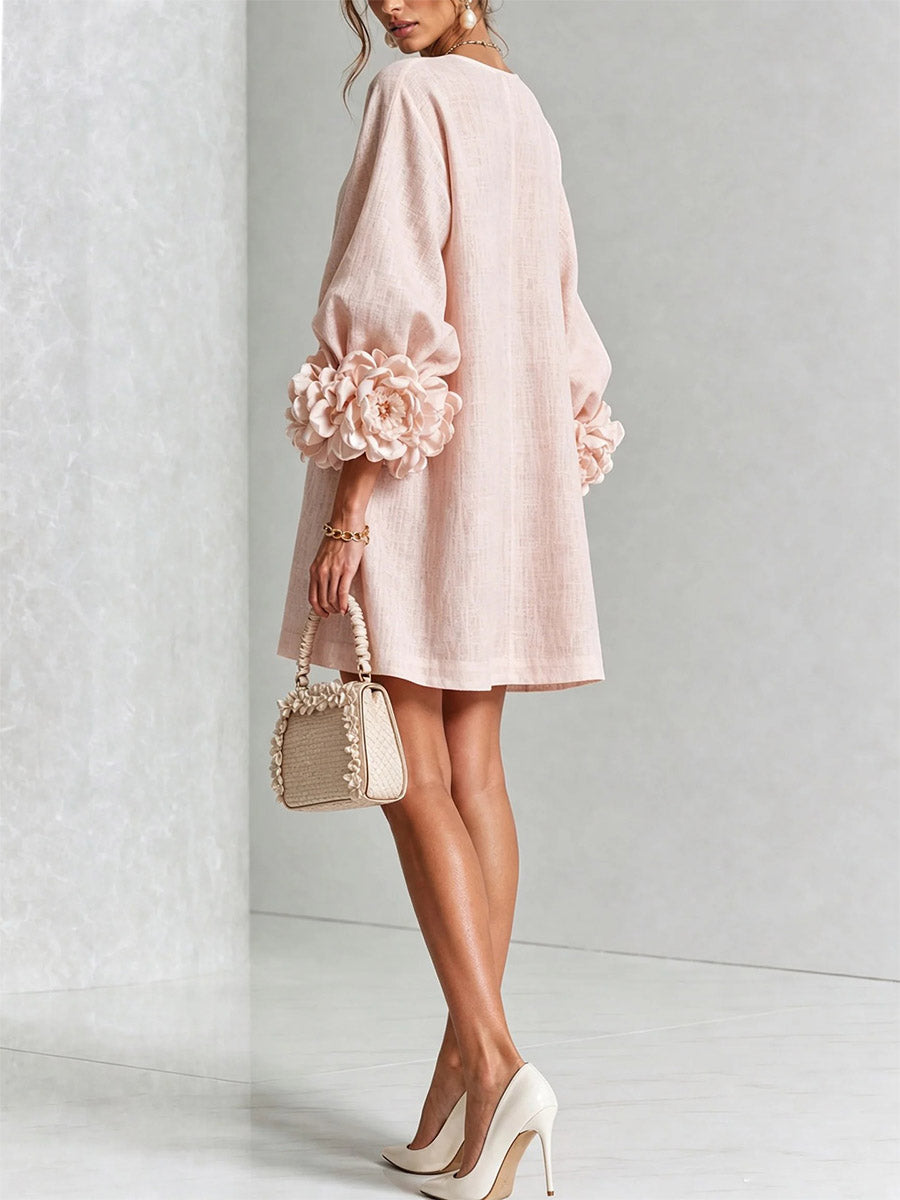 Sculpted Rosette Cuff Dress