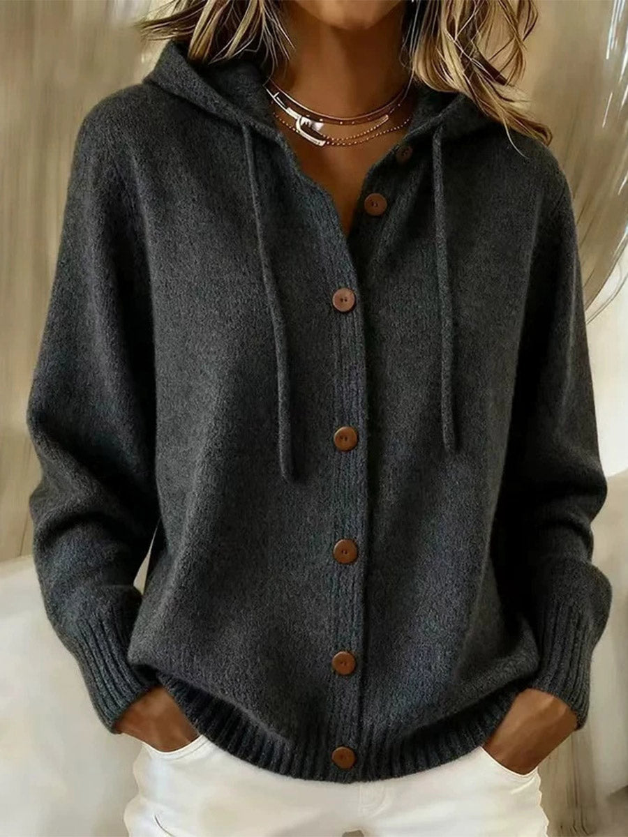 Cotton Hooded Knit Cardigan