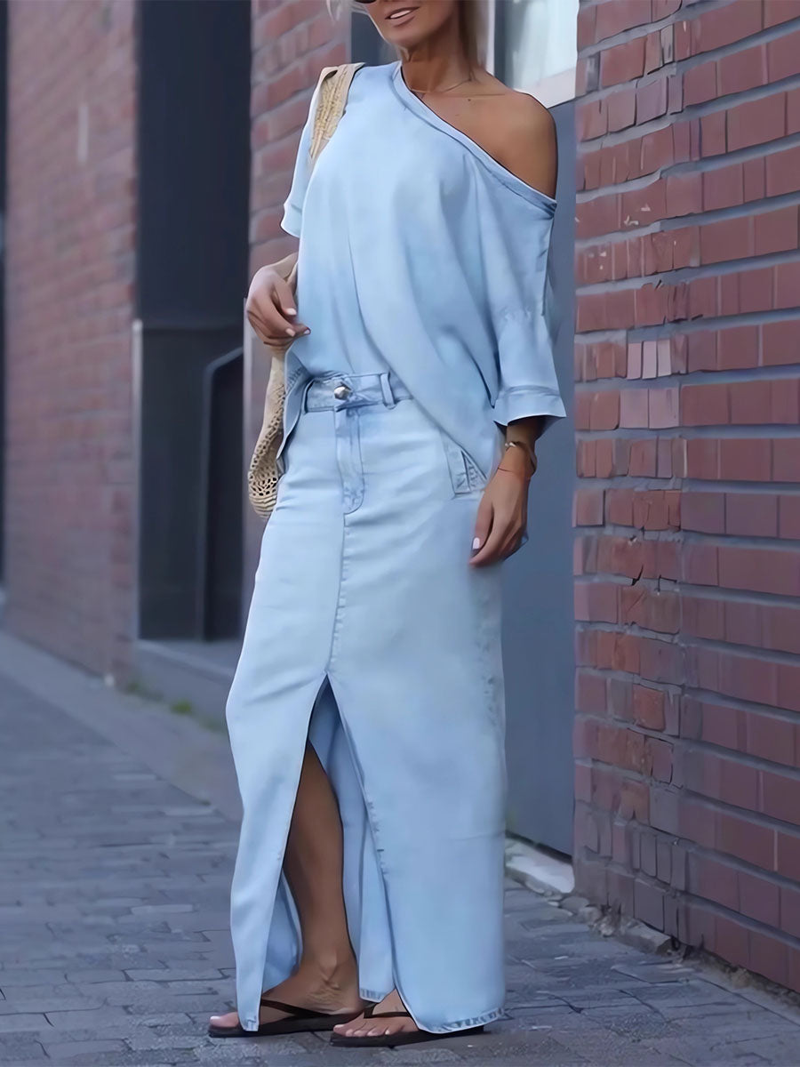 Denim Allure Two Piece Set